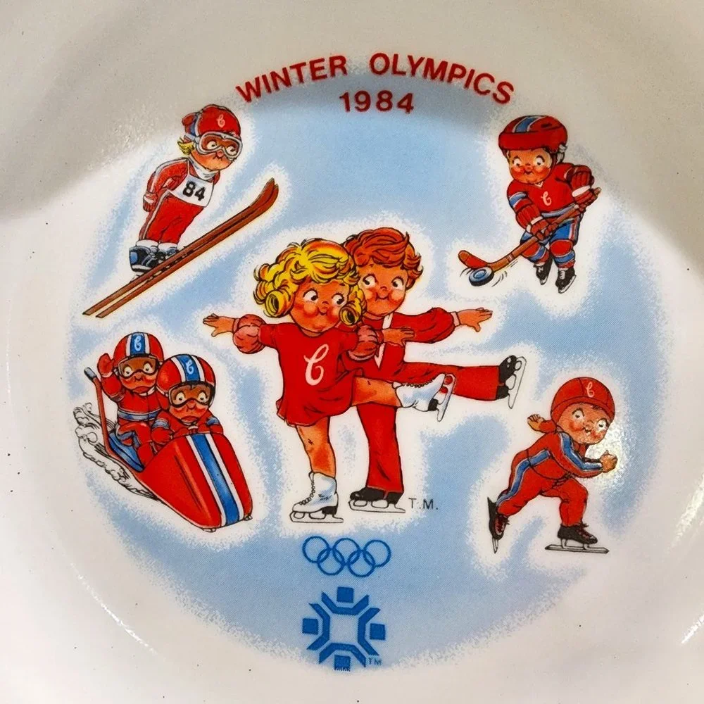 1984 NIB Corelle CAMPBELL'S KIDS Rim Soup Bowl - Winter Olympics in Sarajevo